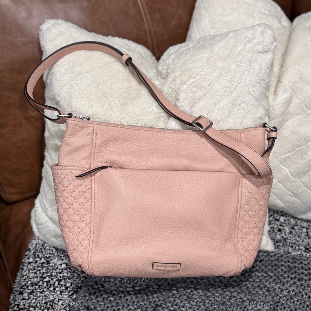 Vera Bradley Pebble grain leather Crossbody Vintage Rose Pink Carryall Like New!